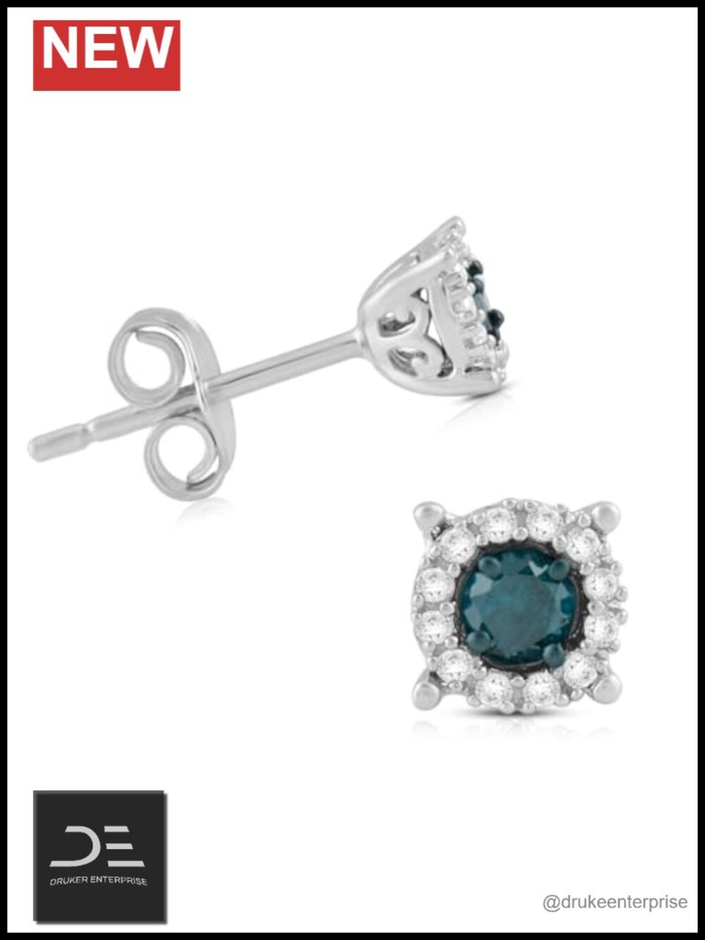 925 Sterling Silver Halo Diamond Stud Earrings